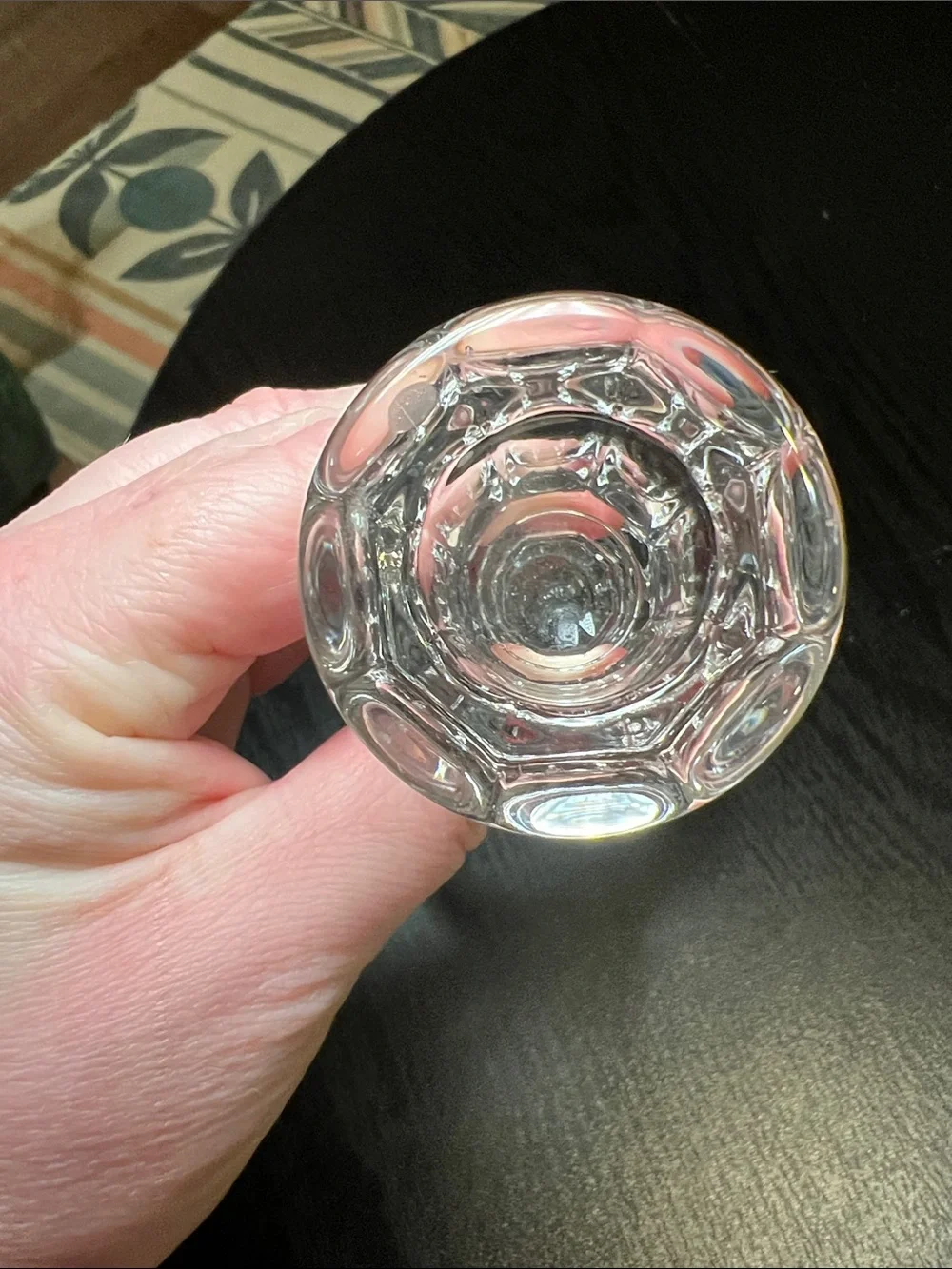Vintage 1930s Val Saint Lambert Eye Winker Style Clear Glass Candlestick Holder